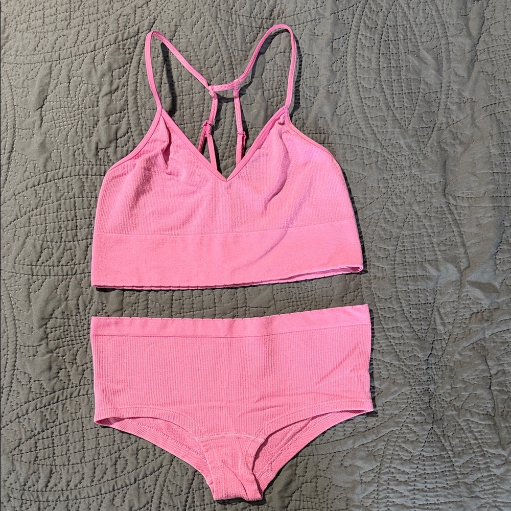 Anthropologie Pink Bra and Brief Set